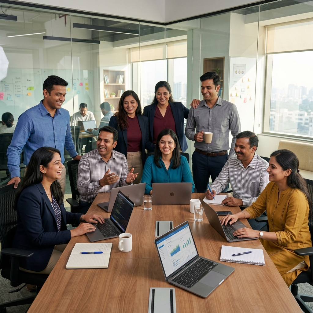 Dev India IT Services team working on software development projects